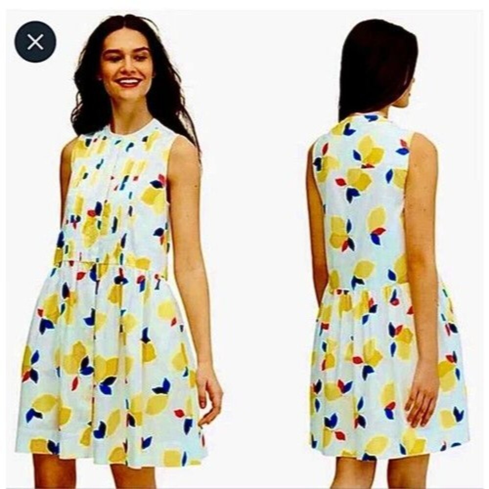 Kate Spade Lemon Zest Button Shirt Dress Size Small White Yellow Sun Dress NWOT
